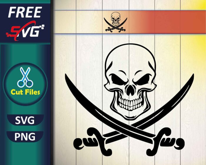 Skull Swords Spooky Pirate Skeleton SVG free