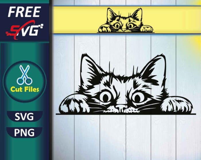 Cute cat SVG Free, peeking cat, Cut files for Cricut