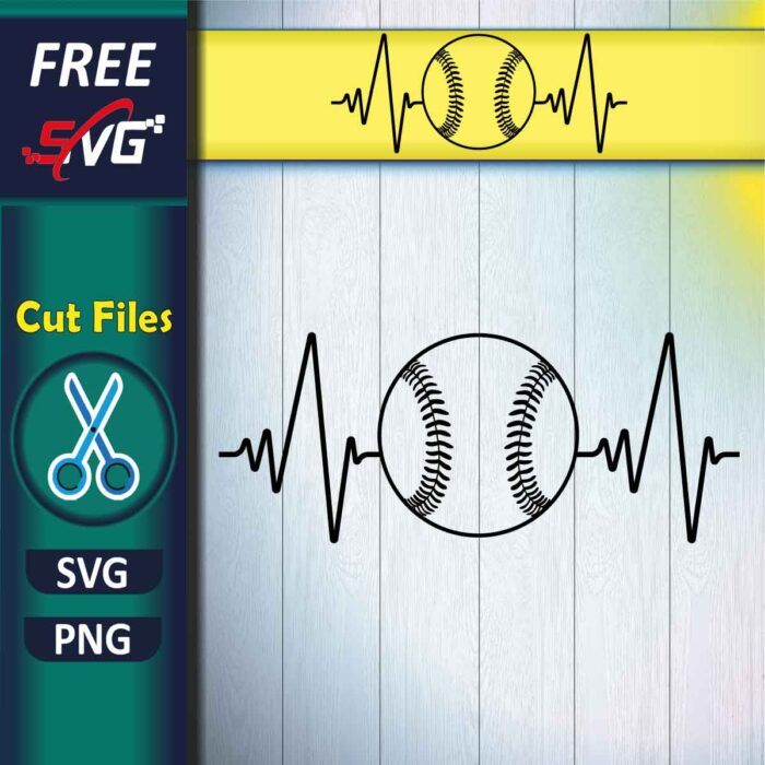 Baseball Heartbeat SVG Free