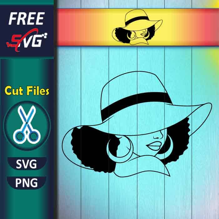 Sun Hat Woman Silhouette SVG free, black woman SVG, black girl magic SVG