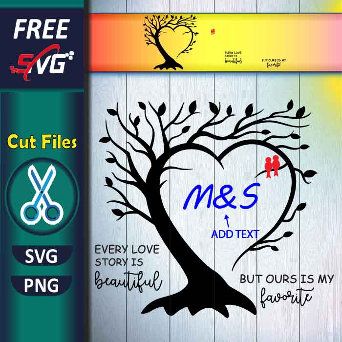 Heart tree SVG free, love tree SVG