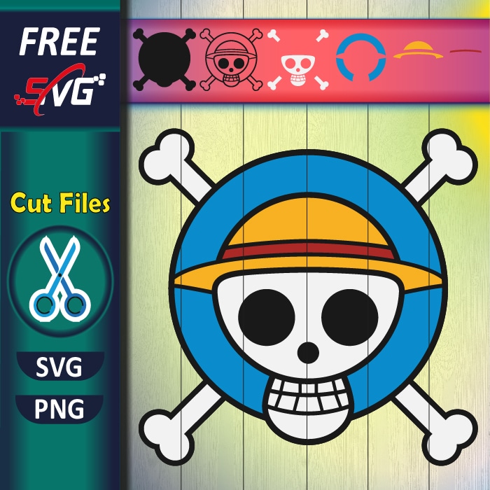 Straw hat pirates skull logo SVG free, One piece SVG, anime SVG