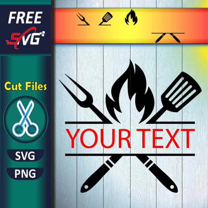 Barbecue Utensils Monogram SVG free – BBQ monogram SVG cut file